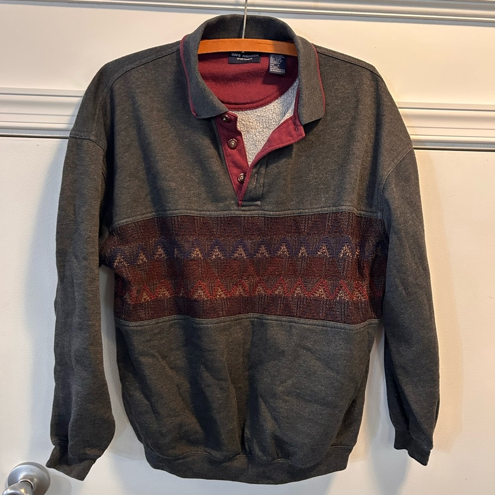 90s Safe Harbor Sportswear Men Vintage Sweatshirt Large Gray Western Indie Masc